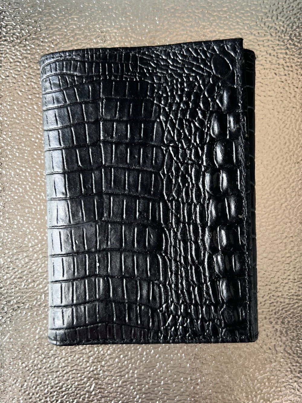 Classic Black CrocEmbossed Leather Mens WalletCard Holder